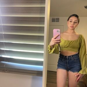 Square neck blouse crop top (SHEIN)